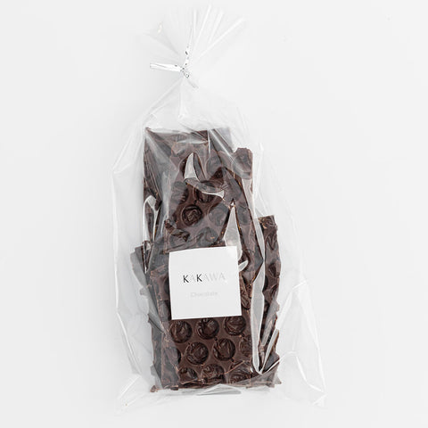 Close-up of dark chocolate slab with rich texture