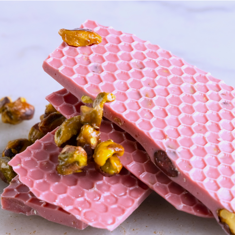 Candied Pistachio Ruby Chocolate Slab