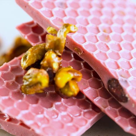 Candied Pistachio Ruby Chocolate Slab